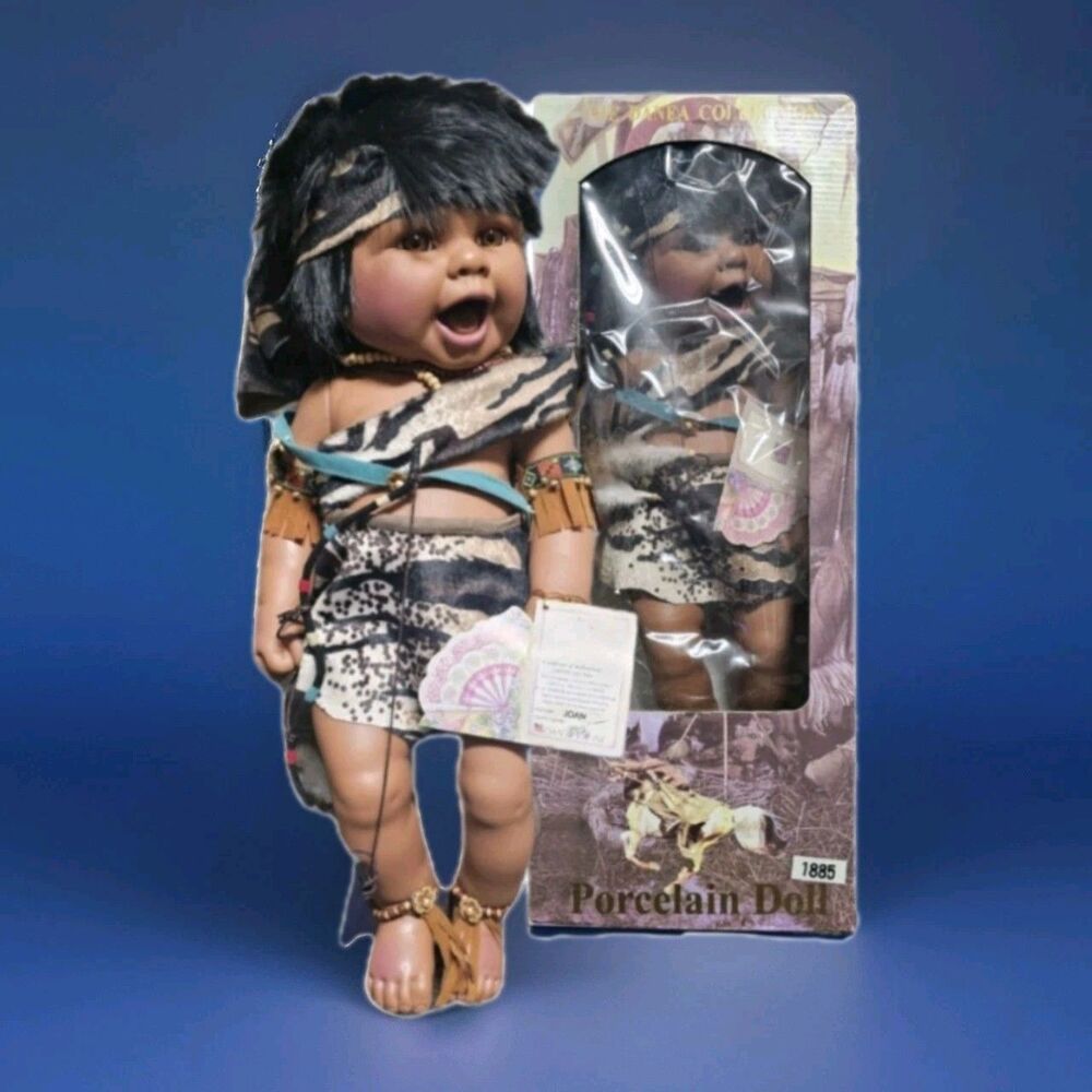 #1885 The Danea Collection Doll 16" 🥁 NATIVE AMERICAN Indian HAPPY w BOW L@@K! - Picture 2 of 14